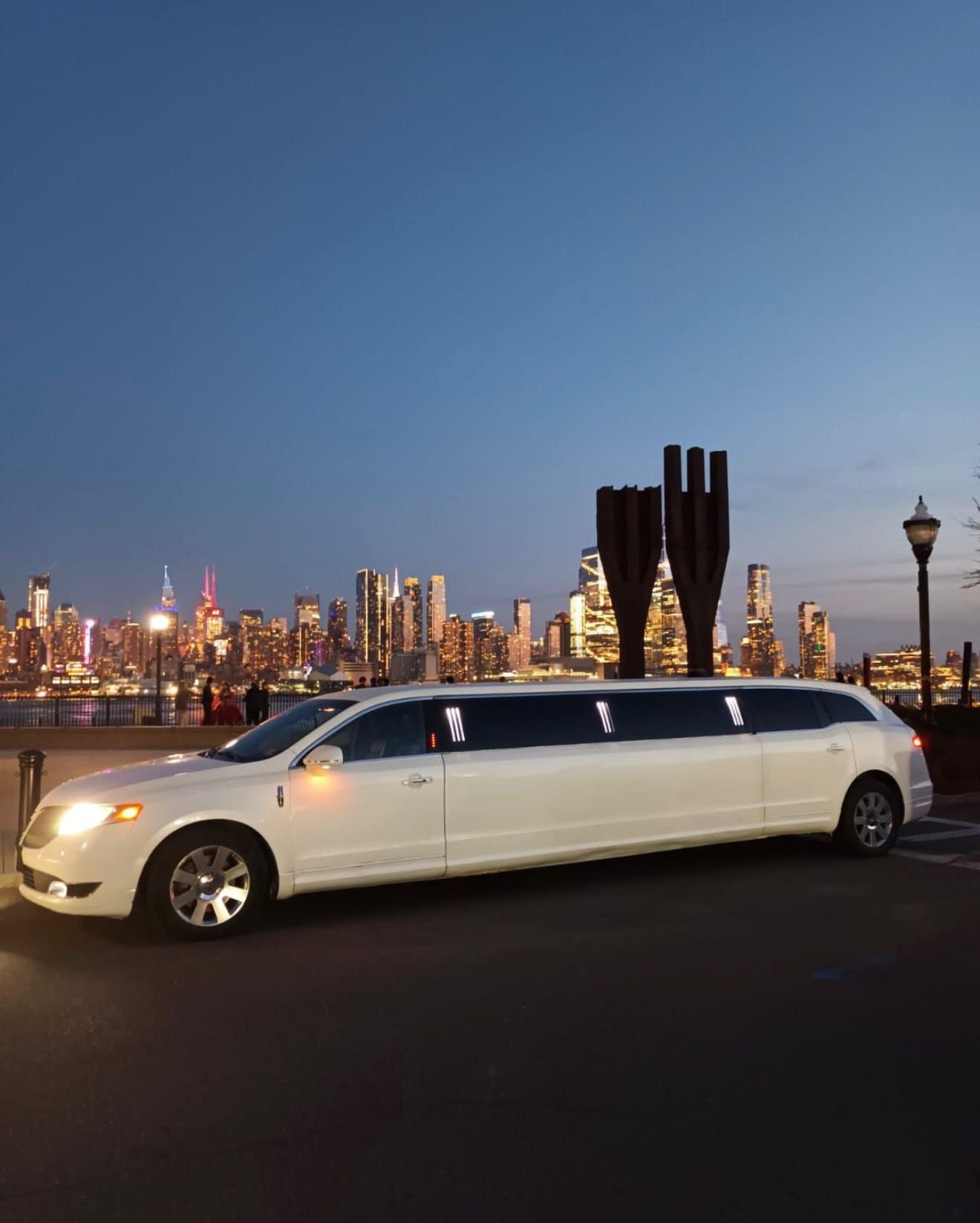 White stretch limousine for Skyline VIP Limo event transportation in NYC